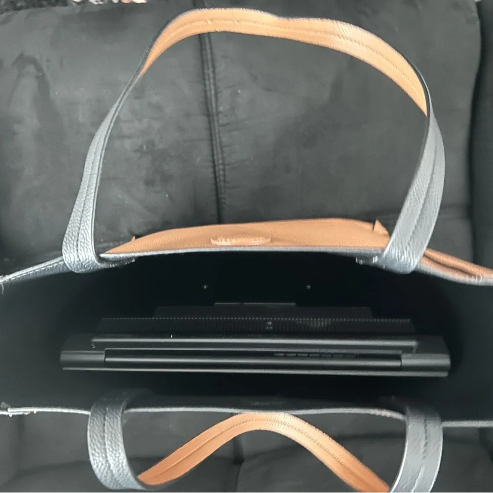 Professional Laptop Tote - Magnetic Closure - Tan & Black ✅ NWOT